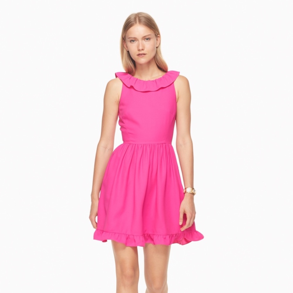 Kate Spade Hot Pink Ruffle Back Mini Dress - 16
